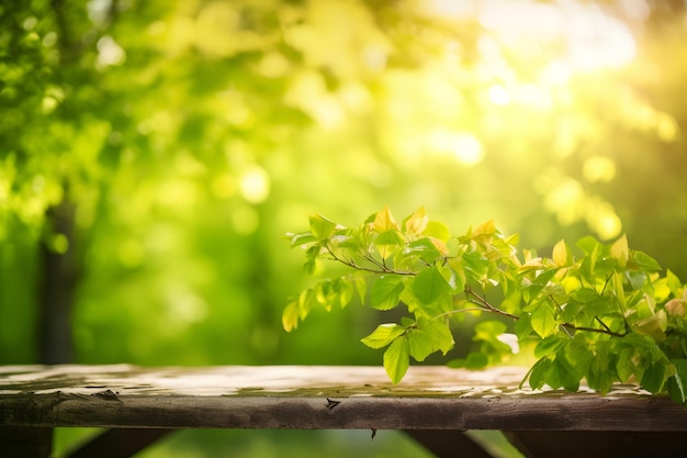 Una panchina con sopra una pianta a foglia verde