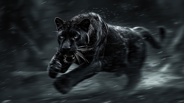 Una pantera nera veloce incarna la furtività e l'agilità
