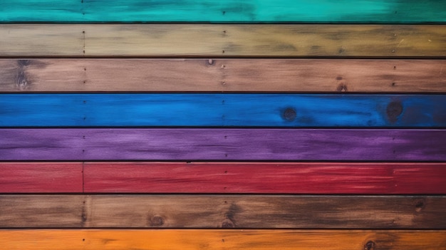 Una parete colorata con diversi colori di legno