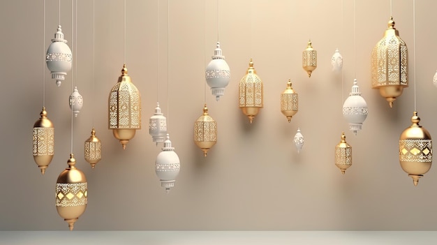 Una parete con lampade arabe appese al soffitto