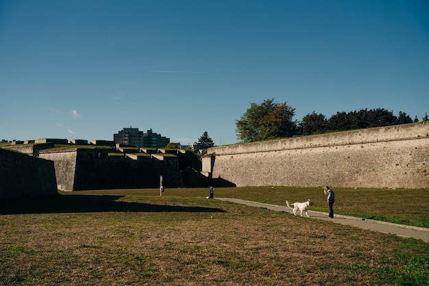 Una parete del castello a Pamplona, Navarra, Spagna