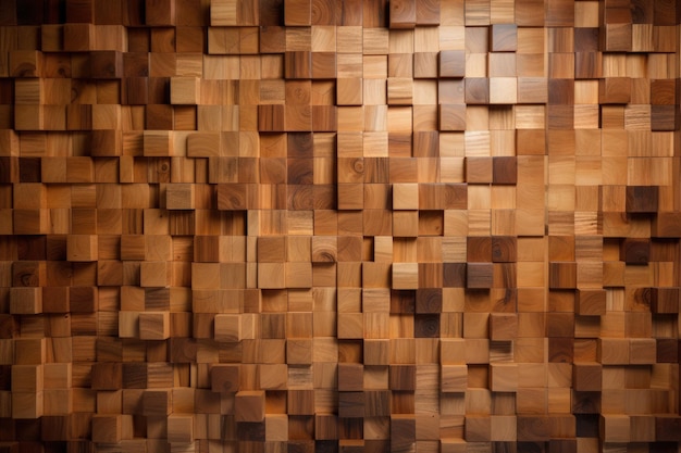 Una parete in legno con un motivo a quadrati generati dall'IA