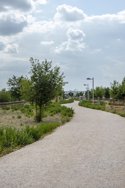 Una passeggiata di ghiaia attraverso un parco