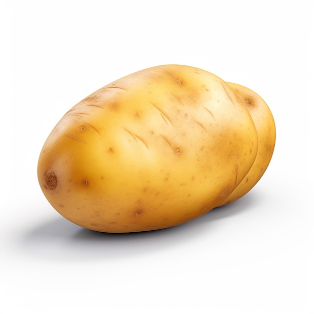 Una patata fresca isolata su uno sfondo bianco