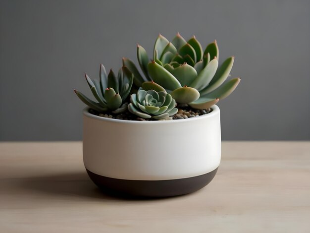 Una pentola minimalista con succulente a casa