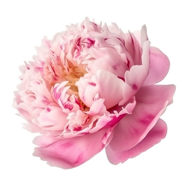 Una peonia delicatamente rosa fiore isolata su sfondo bianco genera ai