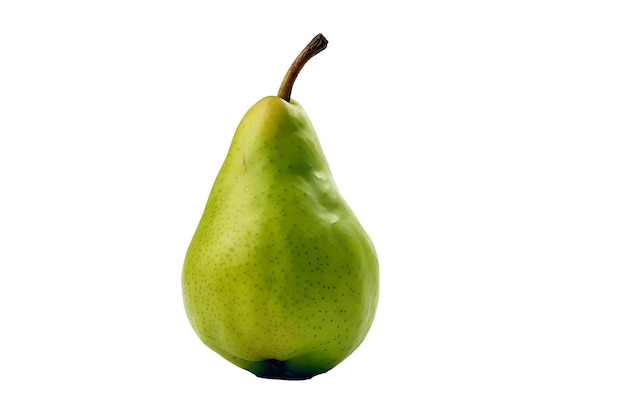 Una pera verde su sfondo bianco