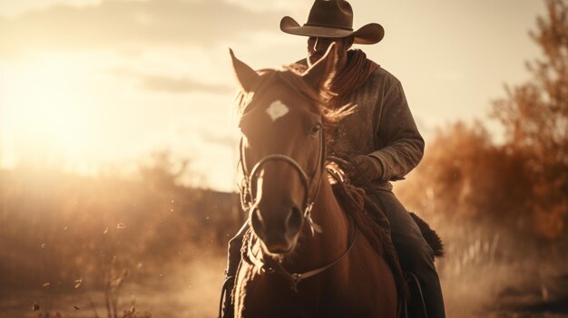 Una persona che cavalca un cavallo e indossa un cappello da cowboy