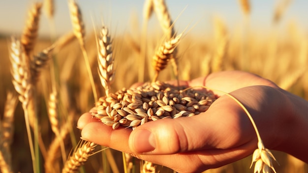 Una persona che tiene in mano spighe di grano