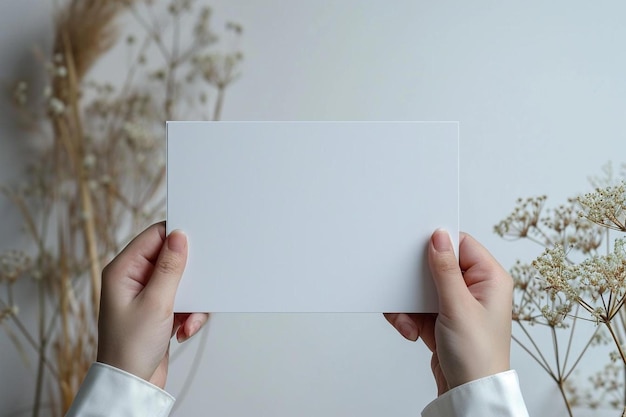 una persona che tiene in mano un pezzo di carta bianco