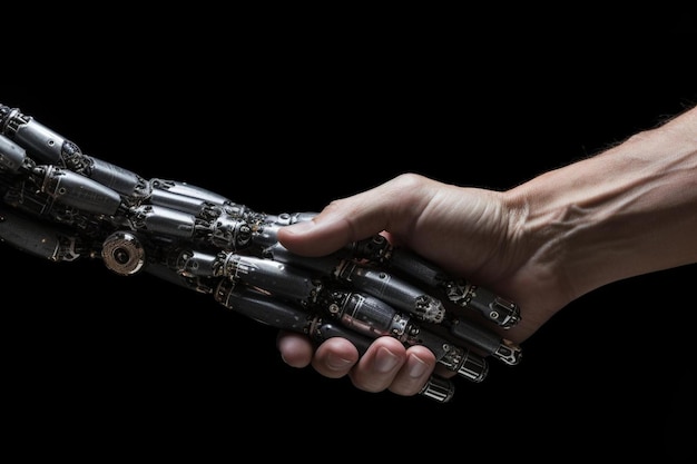 una persona che tiene in mano un robot con in mano un dispositivo con la scritta "robot".