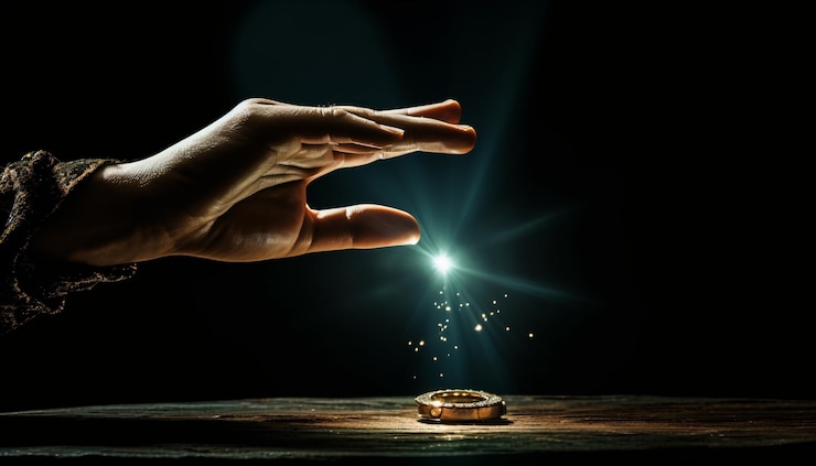 Foto una persona che tiene un anello in mano ai generativa