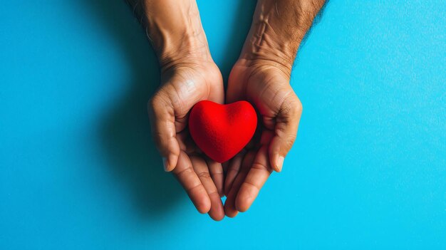 Una persona che tiene un cuore rosso nelle mani Il cuore è un simbolo di amore affetto e romanticismo