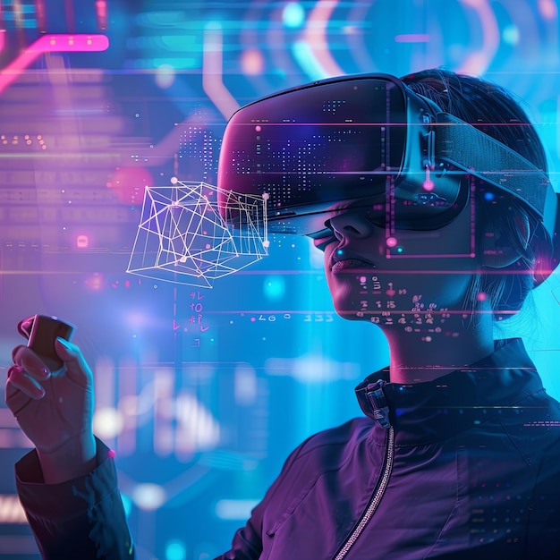 una persona che utilizza googles VR e AR