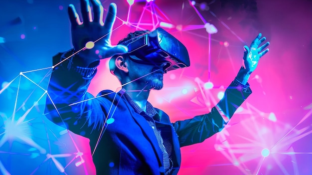 una persona che utilizza googles VR e AR