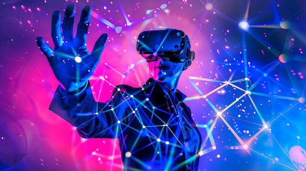 una persona che utilizza googles VR e AR
