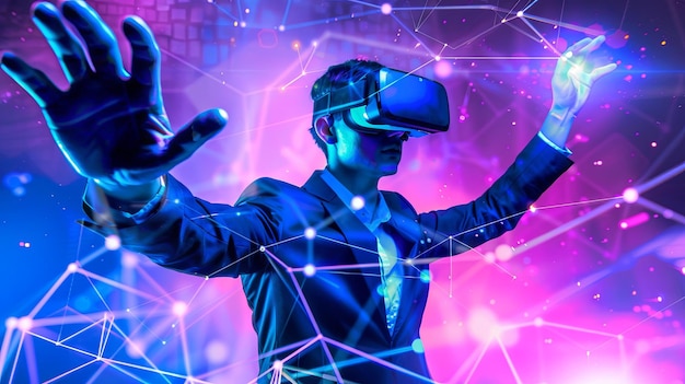 una persona che utilizza googles VR e AR