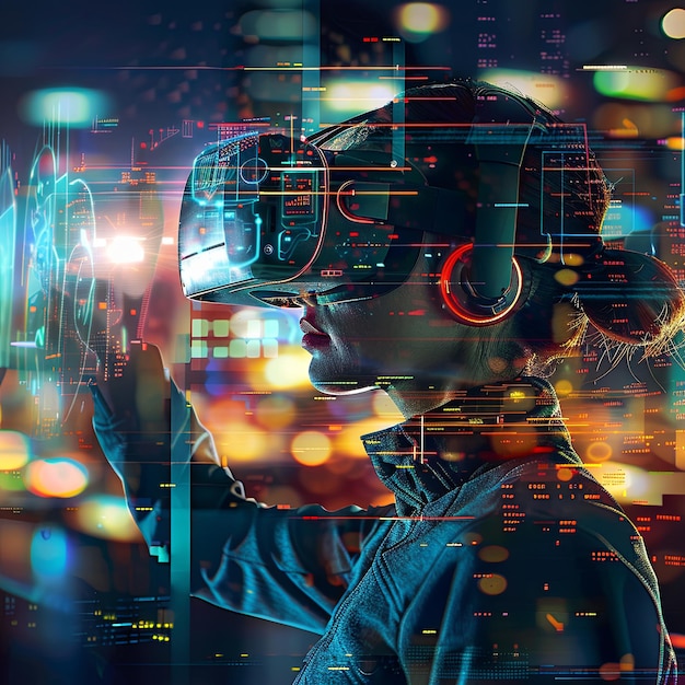 una persona che utilizza googles VR e AR
