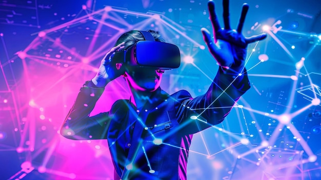 una persona che utilizza googles VR e AR