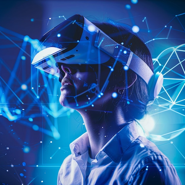 una persona che utilizza googles VR e AR