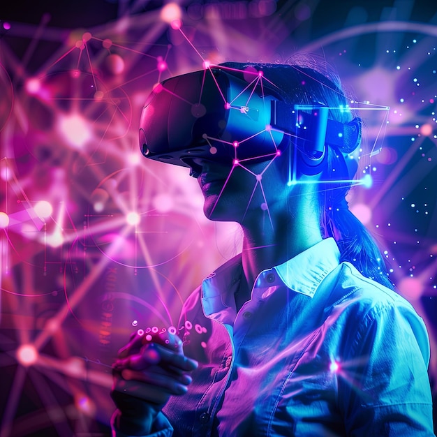 una persona che utilizza googles VR e AR