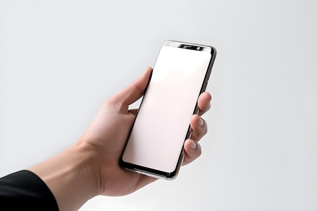 Una persona in possesso di un telefono con uno schermo vuoto