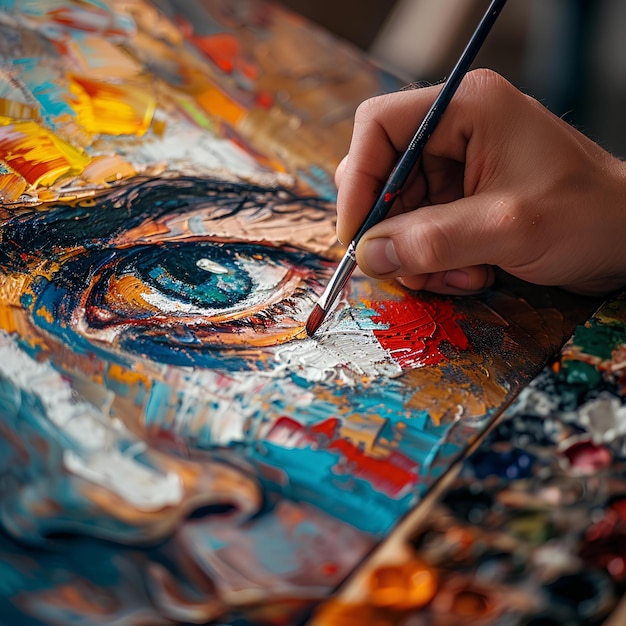 Una persona sta dipingendo un quadro