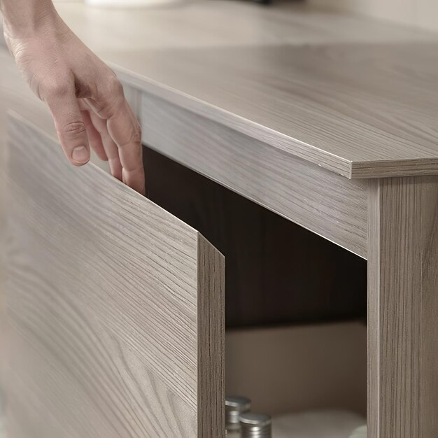 una persona sta mettendo un pezzo di legno in un tavolo da cucina