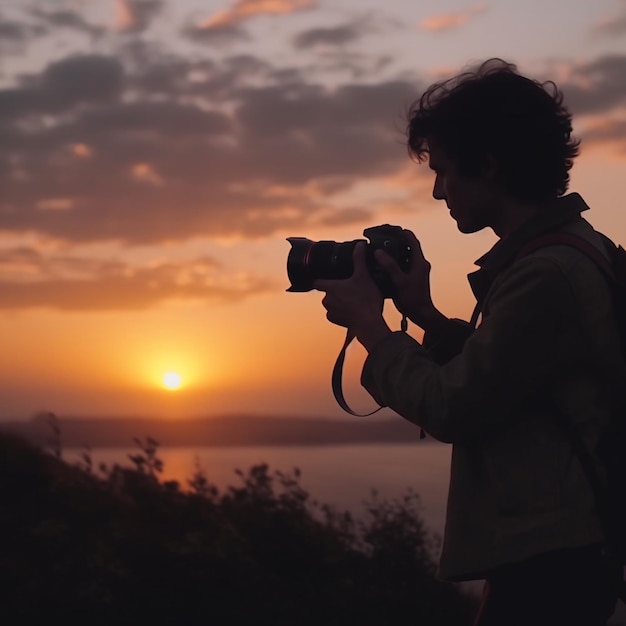 Una persona sta scattando una foto con una macchina fotografica.