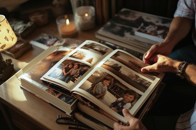 Una persona tiene aperto un album fotografico per mostrare le immagini