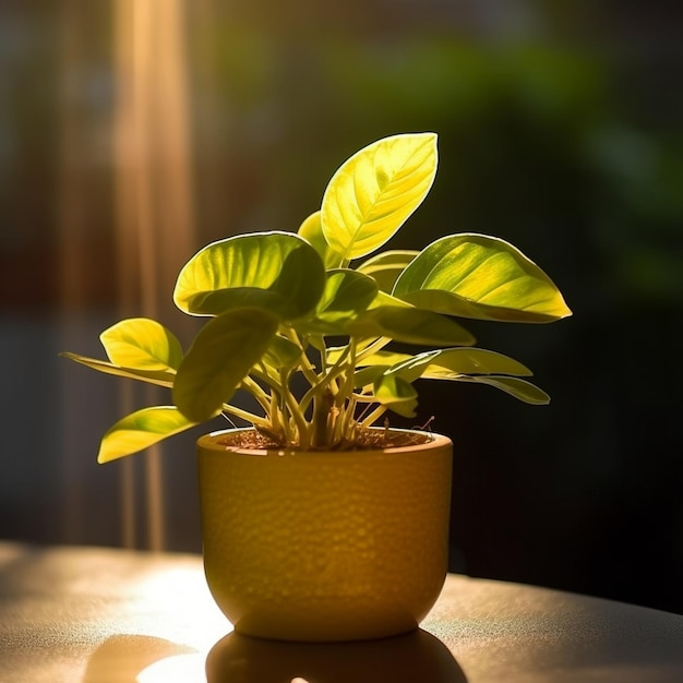 Una pianta che cresce nel suolo con il sole che splende su di essa