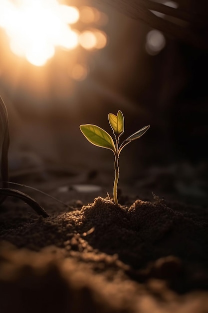 Una pianta che spunta dal terreno