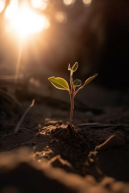 Una pianta che spunta dal terreno