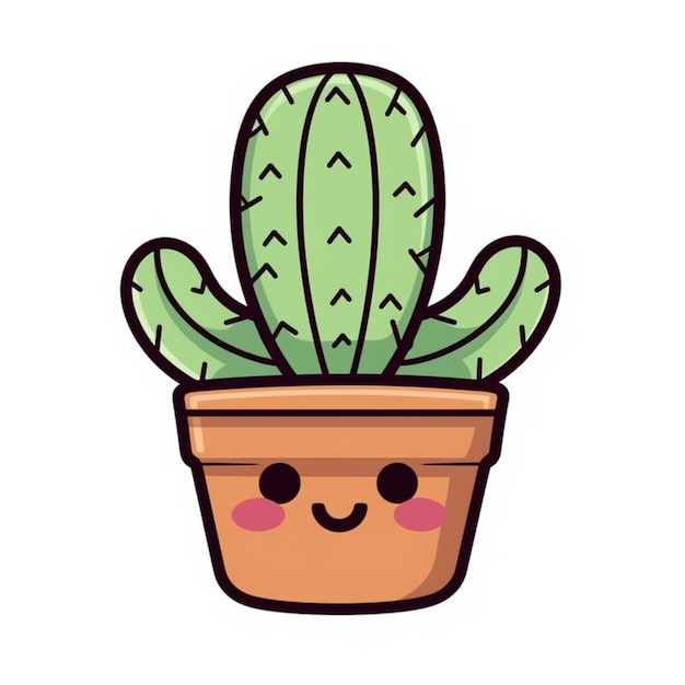 Una pianta di cactus con una faccia disegnata su di essa generativa ai