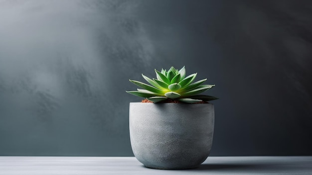 Una pianta di cactus in una pentola su uno sfondo grigio