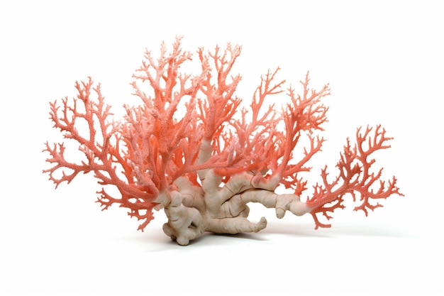 Una pianta di corallo con uno sfondo bianco e una pianta di corallo rosso sopra.