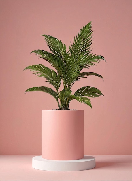 una pianta in un vaso rosa