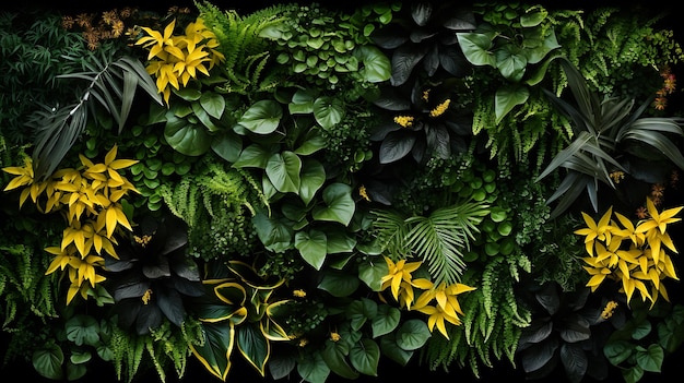 Una pianta verde con fiori gialli