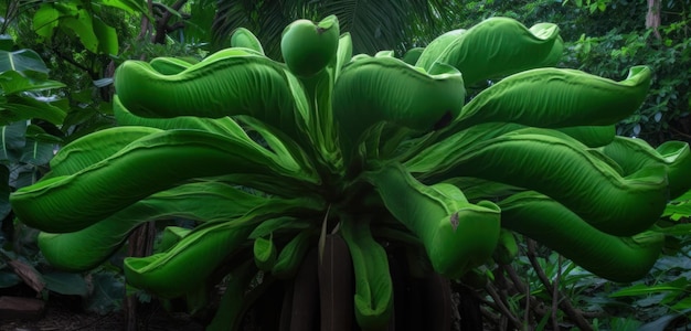 Una pianta verde con una grande foglia