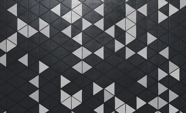 Una piastrella in bianco e nero con sopra dei triangoli
