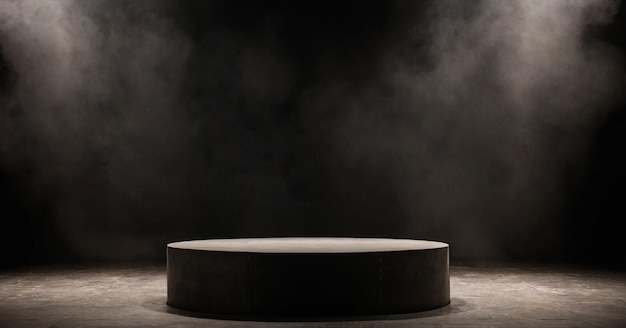 Una piattaforma di prodotti a sfondo di fumo scuro nero di Stone Podium Creato ai