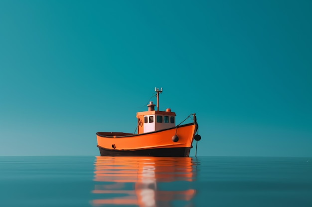 Una piccola barca arancione con la scritta "mare" sulla parte anteriore.