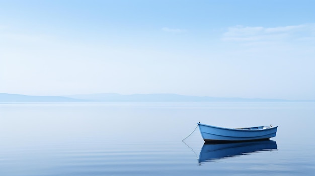 una piccola barca che galleggia in cima a un lago