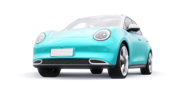 Una piccola illustrazione 3D dell'auto berlina elettrica carina