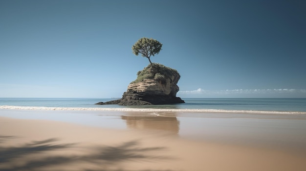 Una piccola isola con un albero sopra