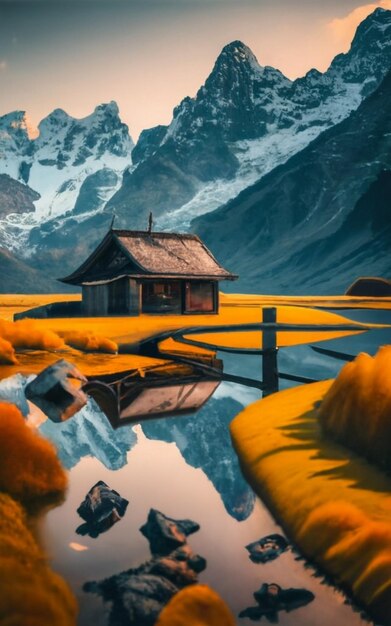 Una piccola isola in mezzo al lago all'interno della foresta profonda