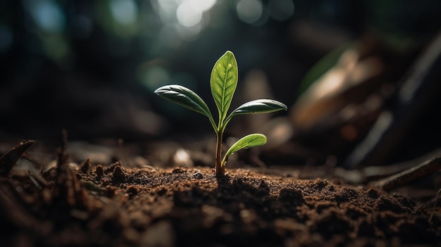 Una piccola pianta che spunta dal terreno