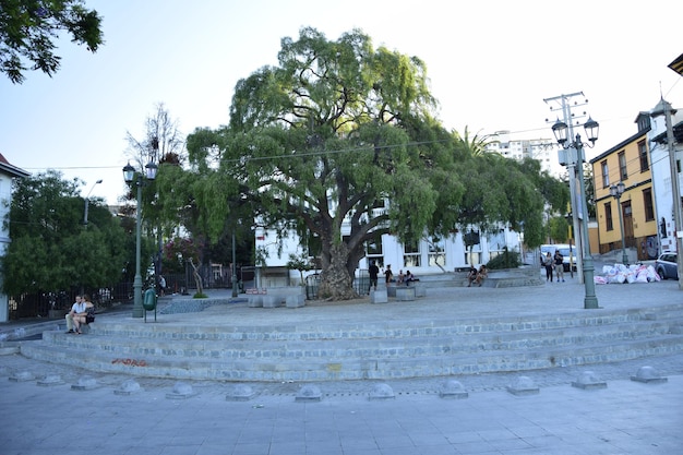 Una piccola piazza della città Valparaiso Chili