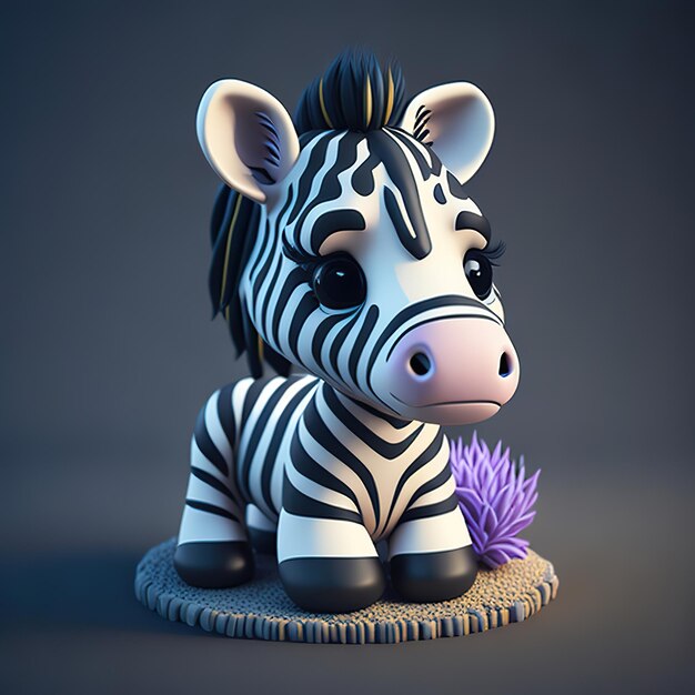 Una piccola zebra giocattolo con un motivo bianco e nero.