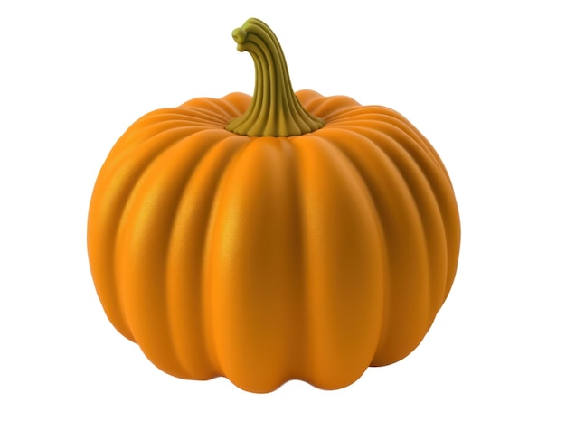 Una piccola zucca arancione con un gambo verde.